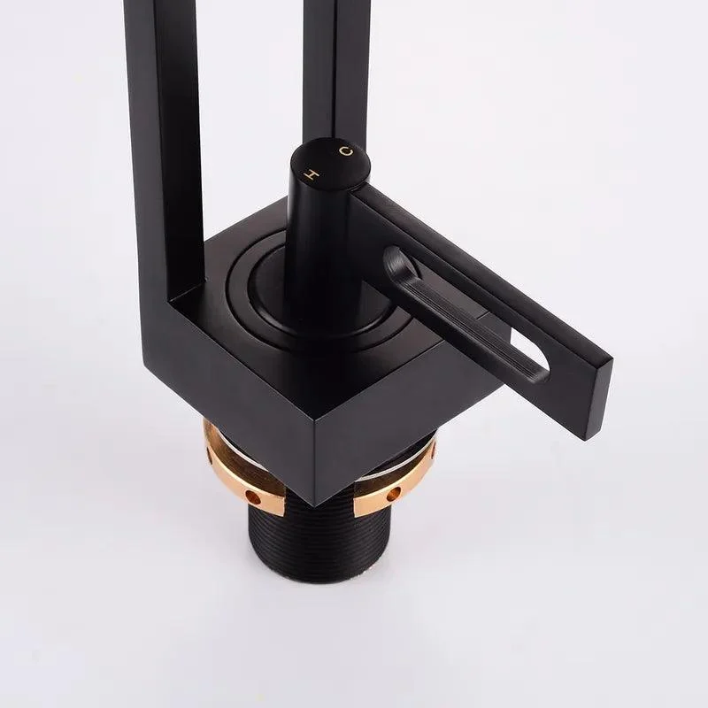 Geometric Deck-Mounted Black Matte Bathroom Tap -Bathlova