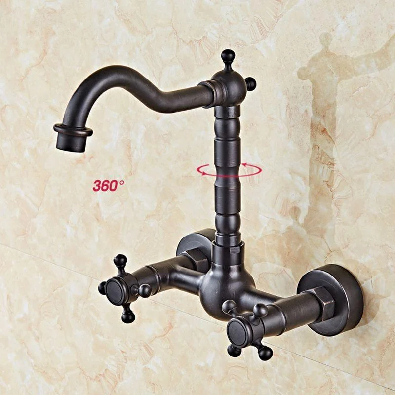 Glam 2-Handle Bathroom Sink Tap 2-Hole Wall Mounted Bathroom Tap -Bathlova