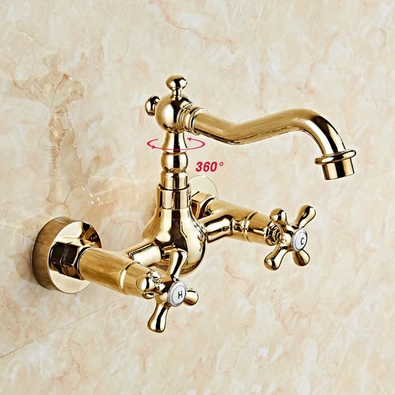 Glam 2-Handle Bathroom Sink Tap 2-Hole Wall Mounted Bathroom Tap -Bathlova