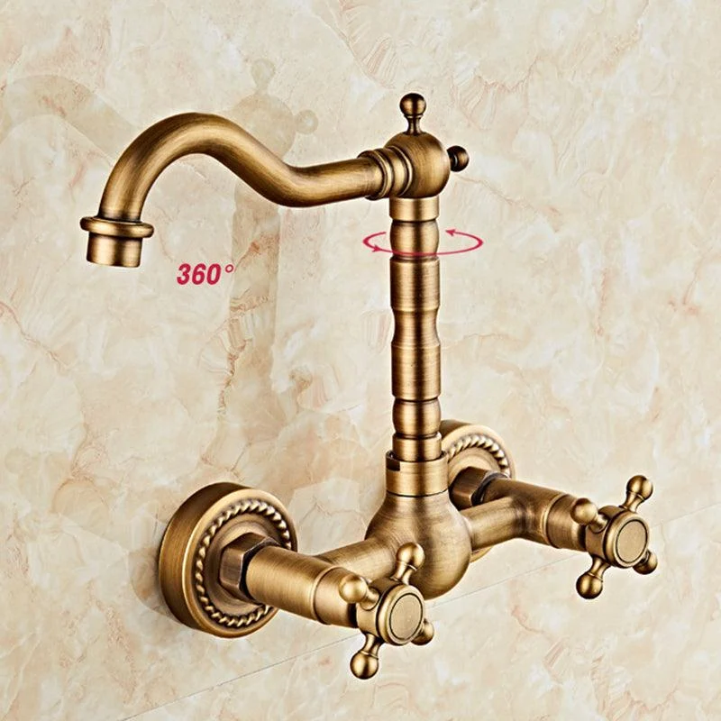 Glam 2-Handle Bathroom Sink Tap 2-Hole Wall Mounted Bathroom Tap -Bathlova