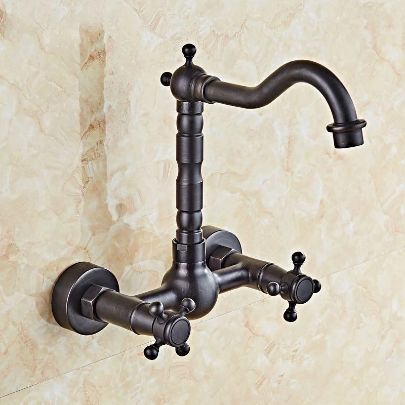 Glam 2-Handle Bathroom Sink Tap 2-Hole Wall Mounted Bathroom Tap -Bathlova