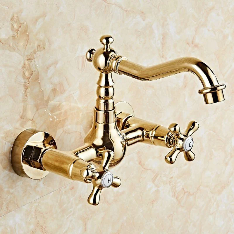 Glam 2-Handle Bathroom Sink Tap 2-Hole Wall Mounted Bathroom Tap -Bathlova