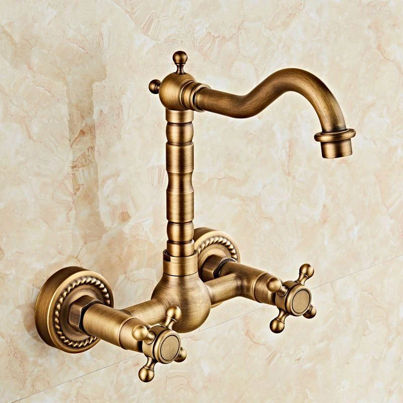 Glam 2-Handle Bathroom Sink Tap 2-Hole Wall Mounted Bathroom Tap -Bathlova