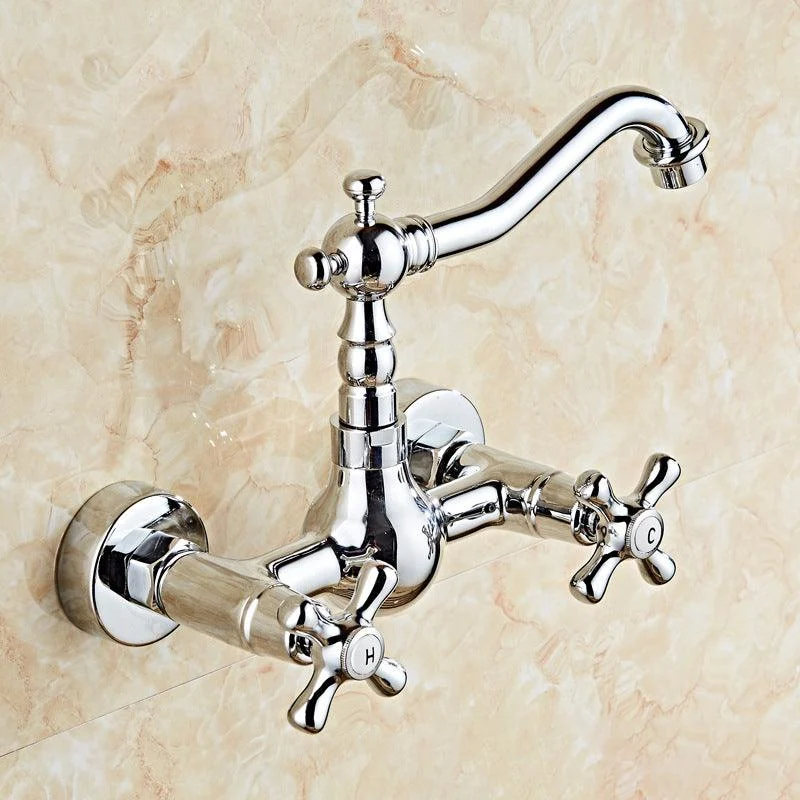 Glam 2-Handle Bathroom Sink Tap 2-Hole Wall Mounted Bathroom Tap -Bathlova