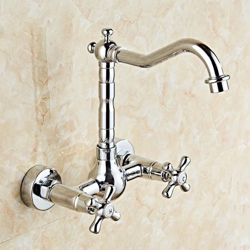 Glam 2-Handle Bathroom Sink Tap 2-Hole Wall Mounted Bathroom Tap -Bathlova