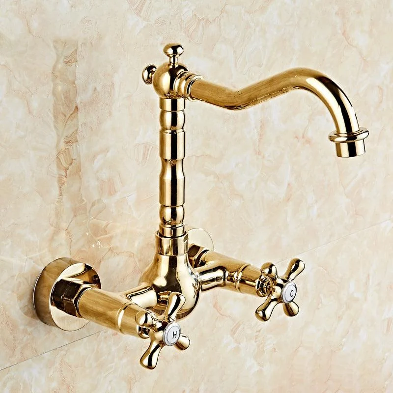 Glam 2-Handle Bathroom Sink Tap 2-Hole Wall Mounted Bathroom Tap -Bathlova