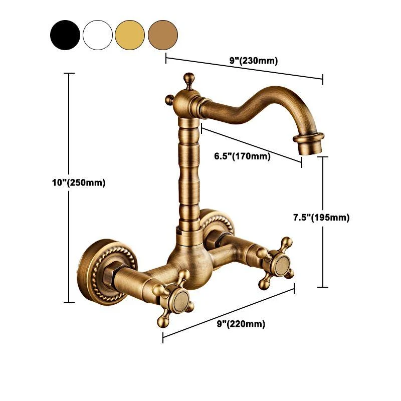 Glam 2-Handle Bathroom Sink Tap 2-Hole Wall Mounted Bathroom Tap -Bathlova