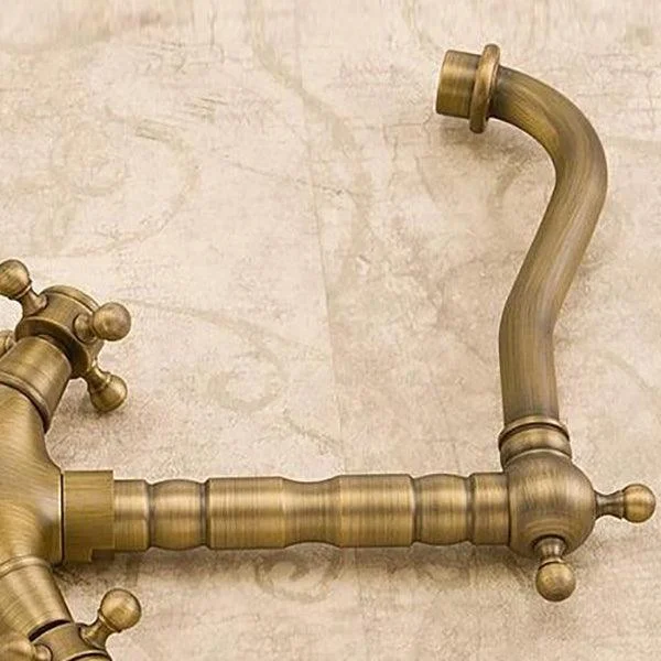 Glam Basin Lavatory Tap Brass 2 Cross Handles with Water Hose Bathroom Tap -Bathlova