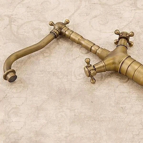 Glam Basin Lavatory Tap Brass 2 Cross Handles with Water Hose Bathroom Tap -Bathlova