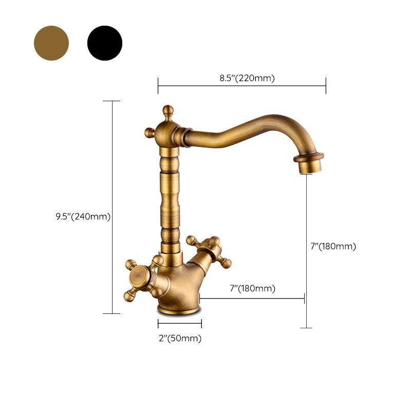 Glam Basin Lavatory Tap Brass 2 Cross Handles with Water Hose Bathroom Tap -Bathlova