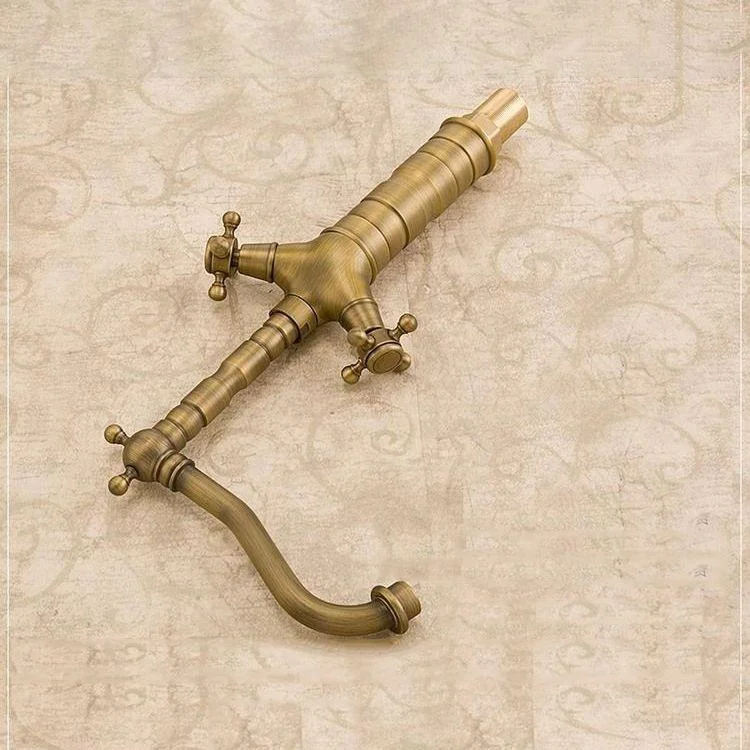 Glam Basin Lavatory Tap Brass 2 Cross Handles with Water Hose Bathroom Tap -Bathlova