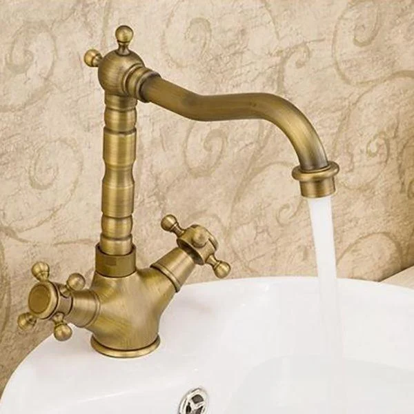 Glam Basin Lavatory Tap Brass 2 Cross Handles with Water Hose Bathroom Tap -Bathlova