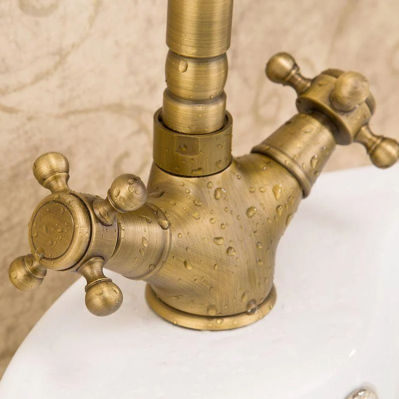 Glam Basin Lavatory Tap Brass 2 Cross Handles with Water Hose Bathroom Tap -Bathlova