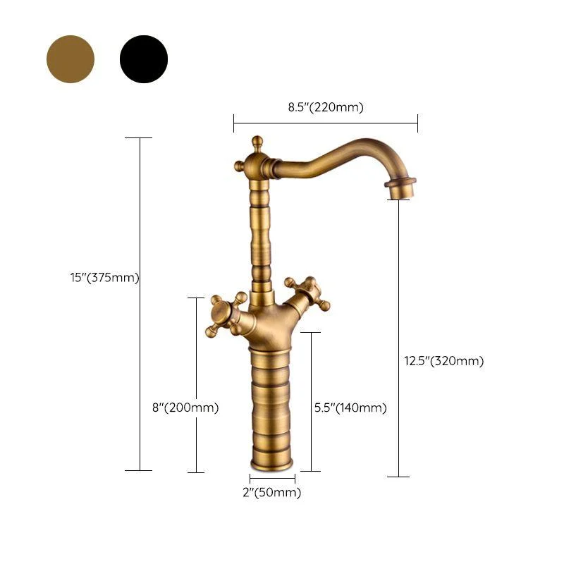 Glam Basin Lavatory Tap Brass 2 Cross Handles with Water Hose Bathroom Tap -Bathlova