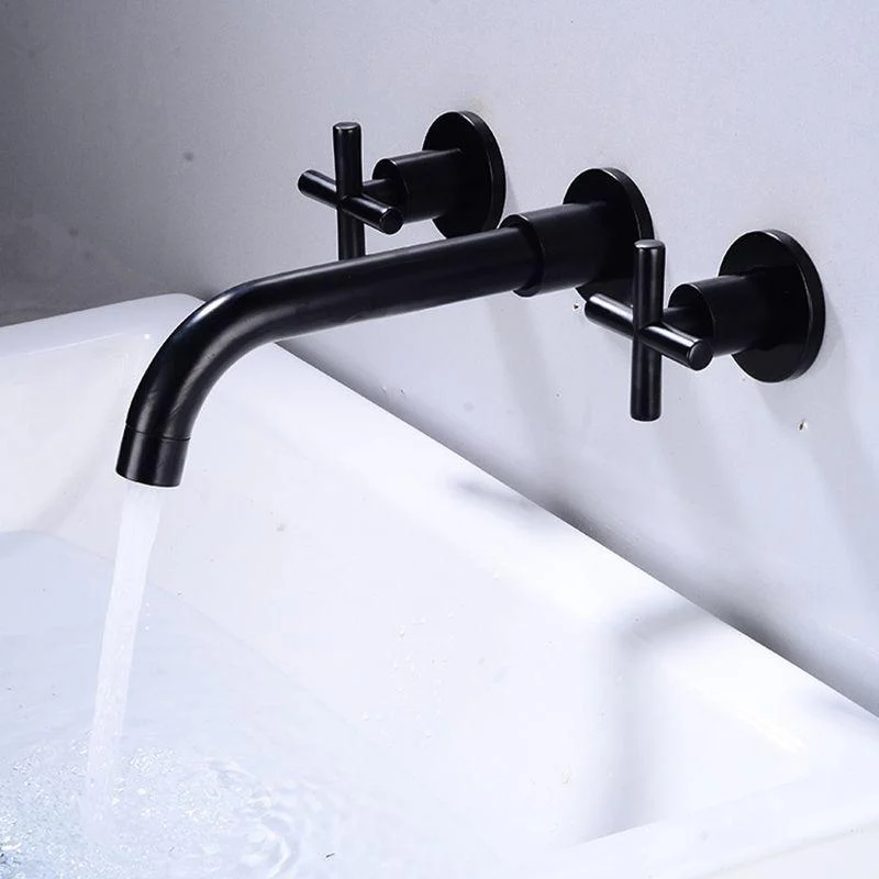 Glam Bathroom Sink Tap Circular Wall Mounted Bathroom Tap with Cross Handles -Bathlova