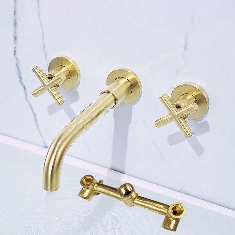 Glam Bathroom Sink Tap Circular Wall Mounted Bathroom Tap with Cross Handles -Bathlova