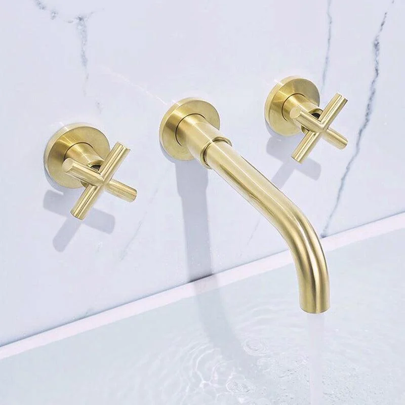 Glam Bathroom Sink Tap Circular Wall Mounted Bathroom Tap with Cross Handles -Bathlova