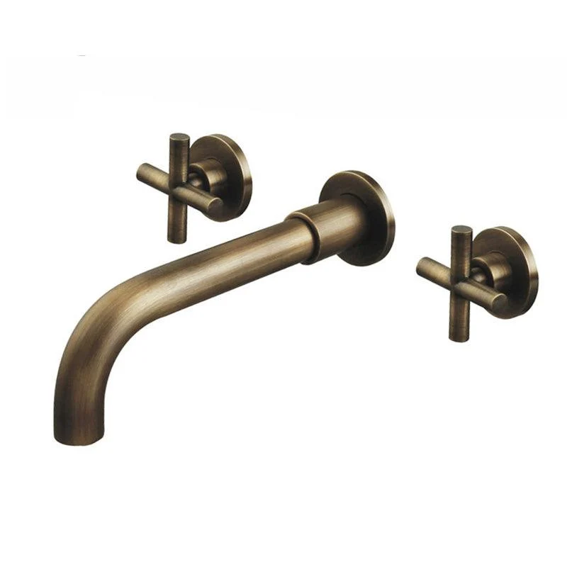 Glam Bathroom Sink Tap Circular Wall Mounted Bathroom Tap with Cross Handles -Bathlova