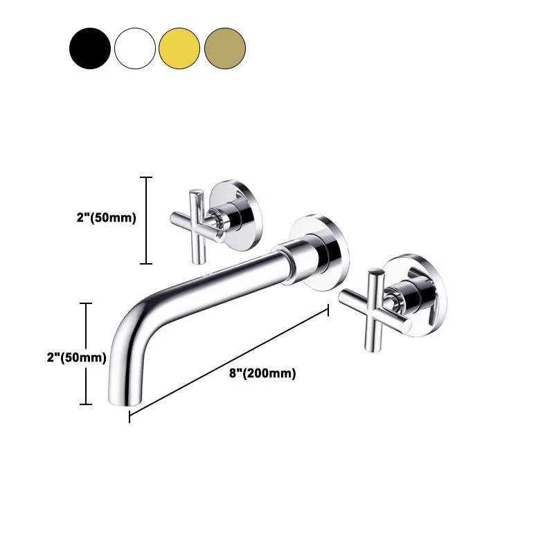 Glam Bathroom Sink Tap Circular Wall Mounted Bathroom Tap with Cross Handles -Bathlova