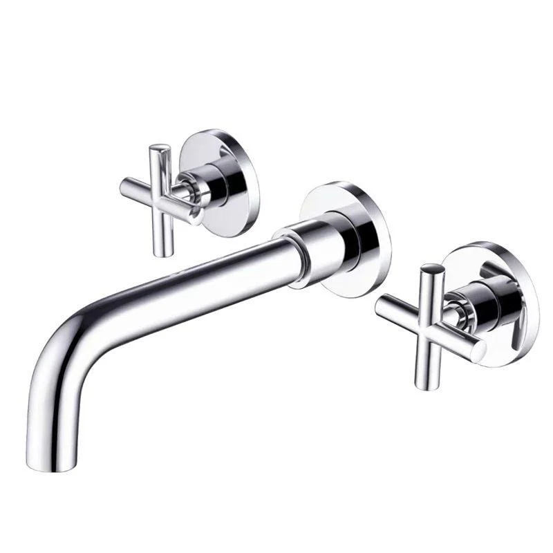 Glam Bathroom Sink Tap Circular Wall Mounted Bathroom Tap with Cross Handles -Bathlova