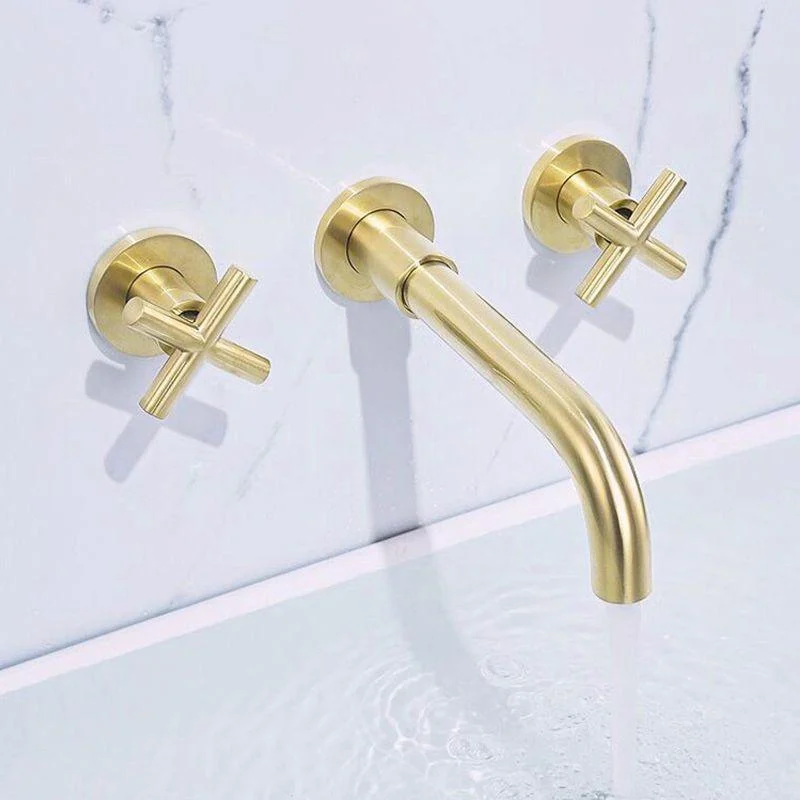 Glam Bathroom Sink Tap Circular Wall Mounted Bathroom Tap with Cross Handles -Bathlova