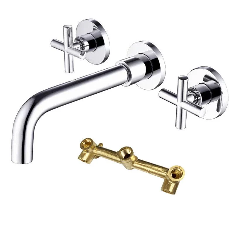 Glam Bathroom Sink Tap Circular Wall Mounted Bathroom Tap with Cross Handles -Bathlova