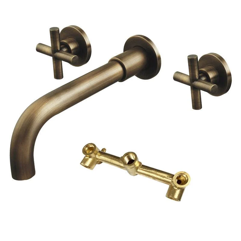 Glam Bathroom Sink Tap Circular Wall Mounted Bathroom Tap with Cross Handles -Bathlova