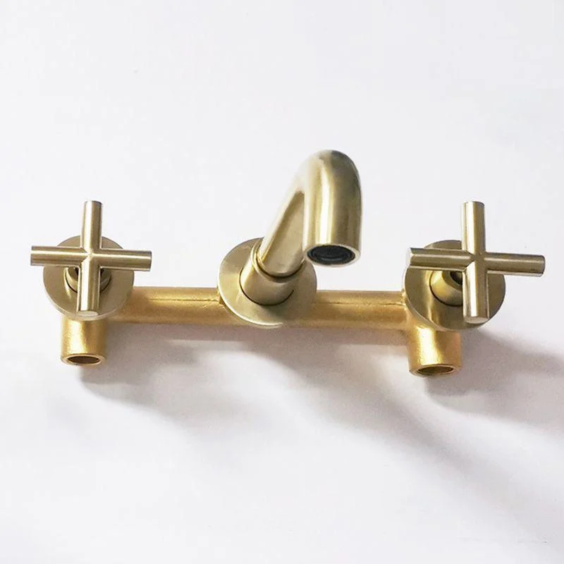 Glam Bathroom Sink Tap Circular Wall Mounted Bathroom Tap with Cross Handles -Bathlova