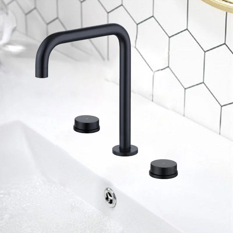 Glam Brass Widespread Bathroom Tap 3 Hole Circular Vanity Tap -Bathlova