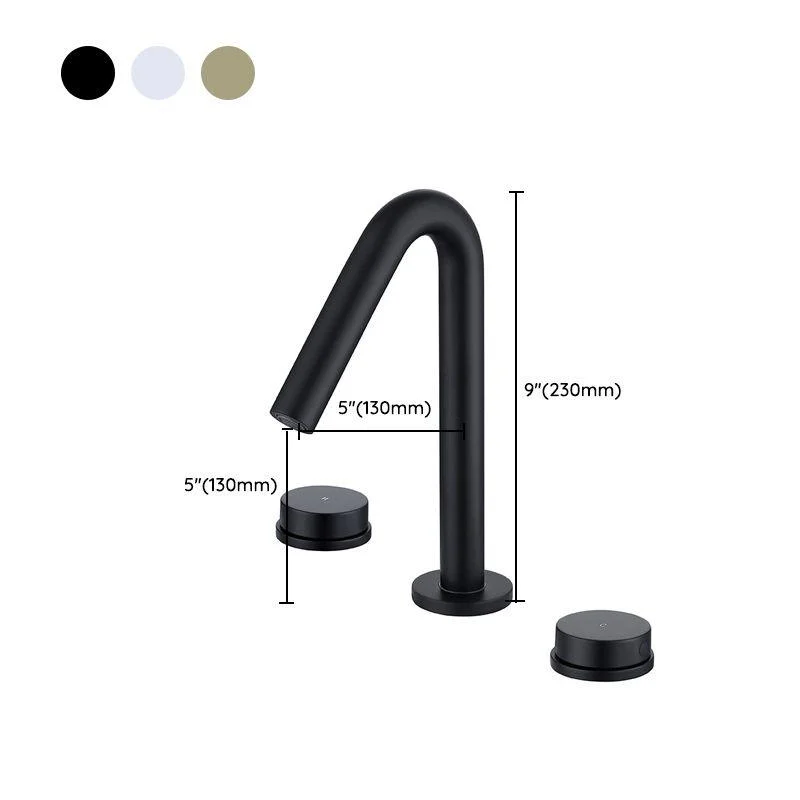 Glam Brass Widespread Bathroom Tap 3 Hole Circular Vanity Tap -Bathlova