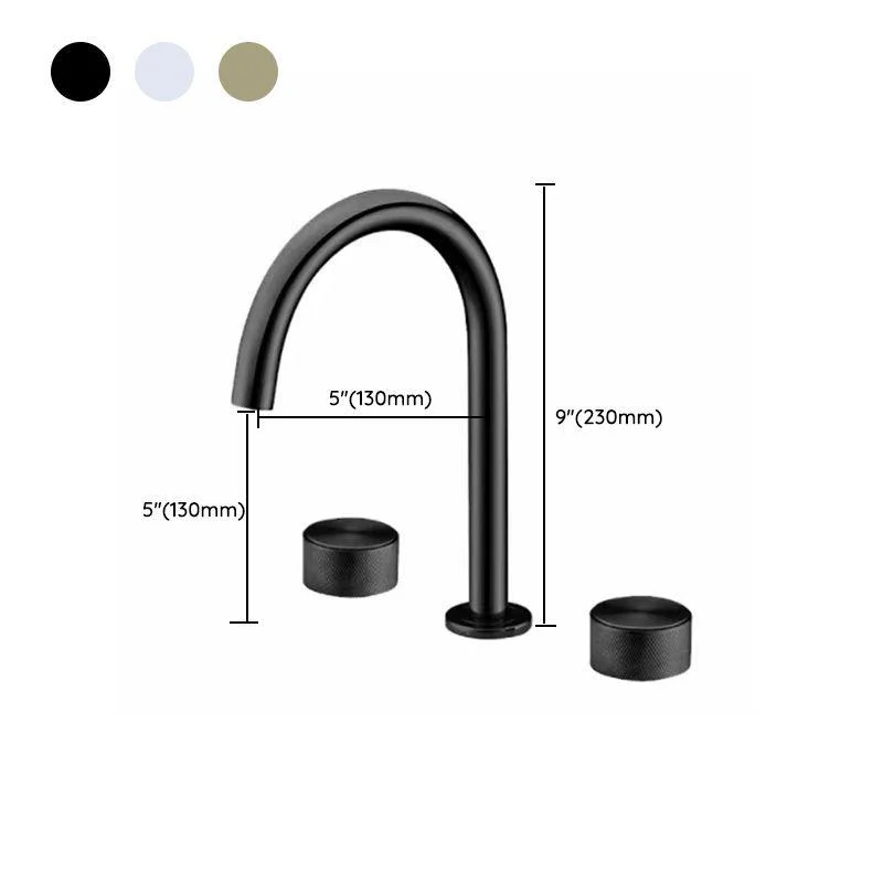 Glam Brass Widespread Bathroom Tap 3 Hole Circular Vanity Tap -Bathlova