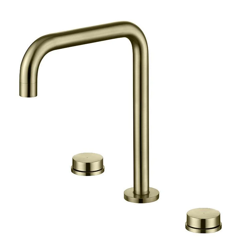 Glam Brass Widespread Bathroom Tap 3 Hole Circular Vanity Tap -Bathlova