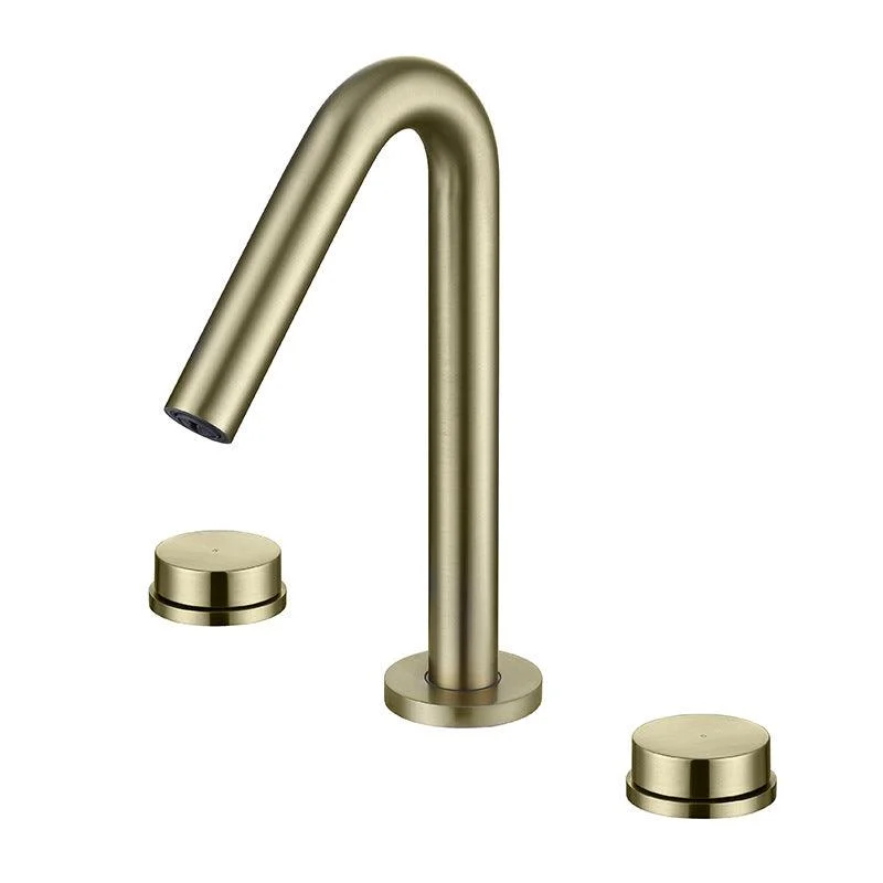 Glam Brass Widespread Bathroom Tap 3 Hole Circular Vanity Tap -Bathlova