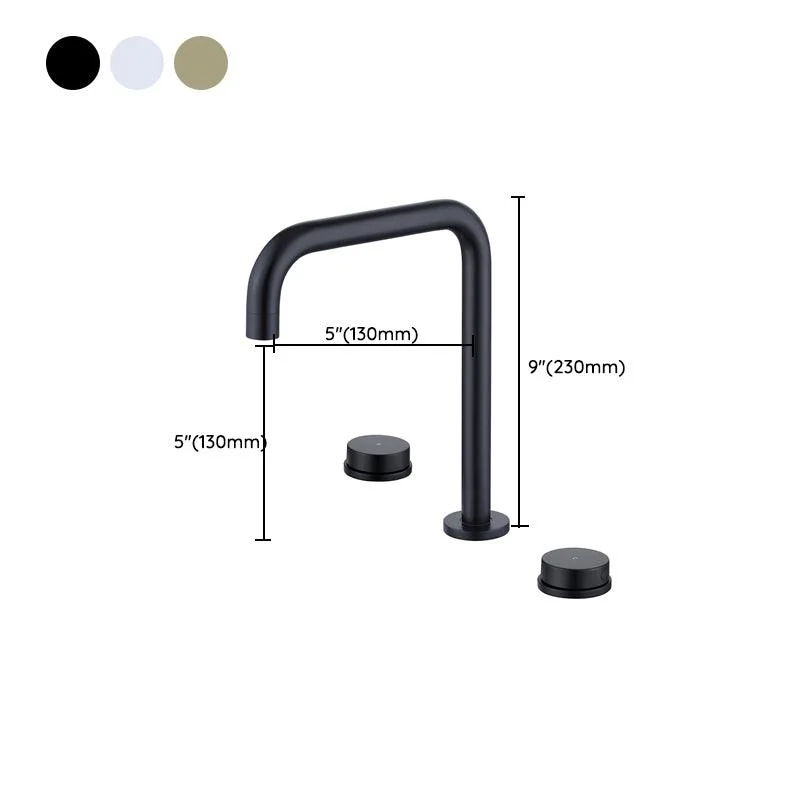 Glam Brass Widespread Bathroom Tap 3 Hole Circular Vanity Tap -Bathlova