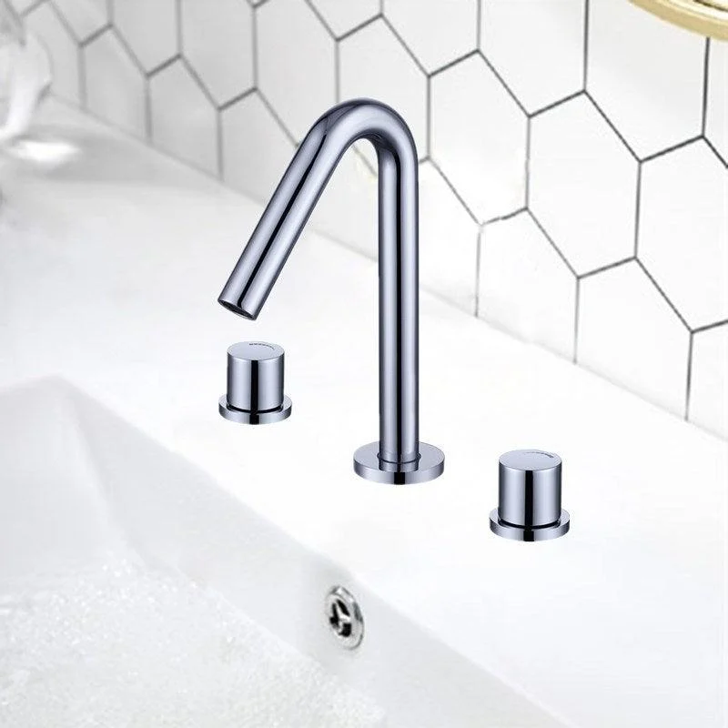 Glam Brass Widespread Bathroom Tap 3 Hole Circular Vanity Tap -Bathlova