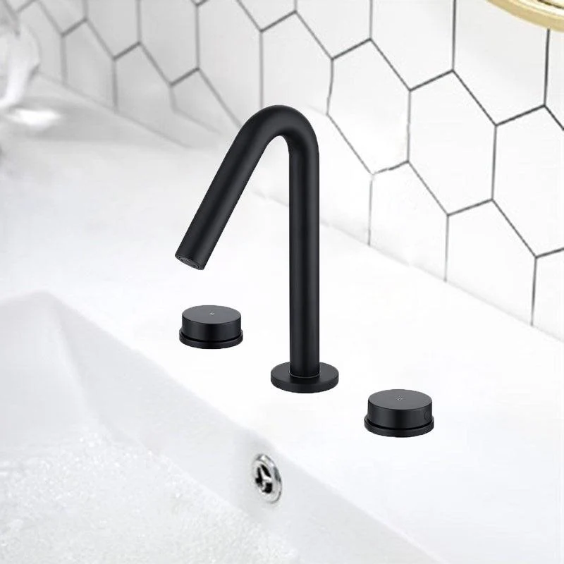 Glam Brass Widespread Bathroom Tap 3 Hole Circular Vanity Tap -Bathlova