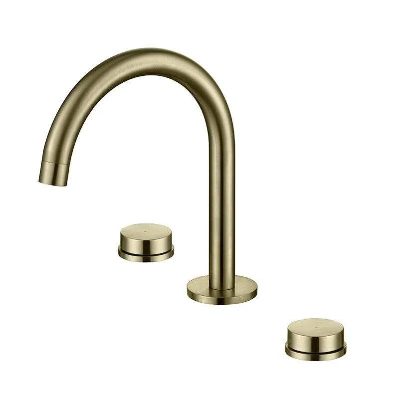 Glam Brass Widespread Bathroom Tap 3 Hole Circular Vanity Tap -Bathlova