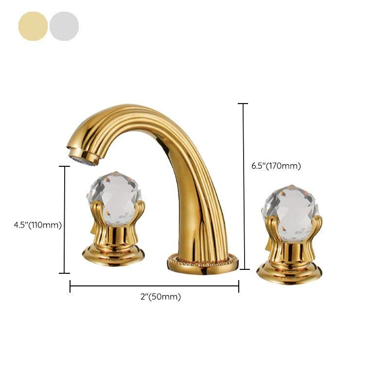 Glam Centerset Tap Brass 2 Knob Handles 3 Holes Low Arc Bathroom Sink Tap -Bathlova