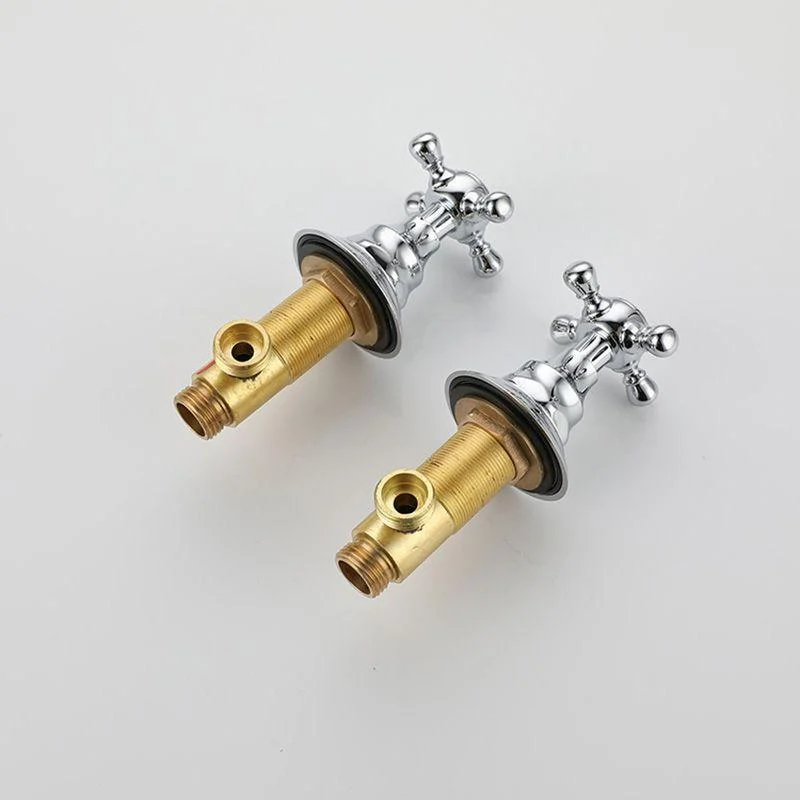 Glam Centerset Tap Brass 2 Knob Handles 3 Holes Low Arc Bathroom Sink Tap -Bathlova