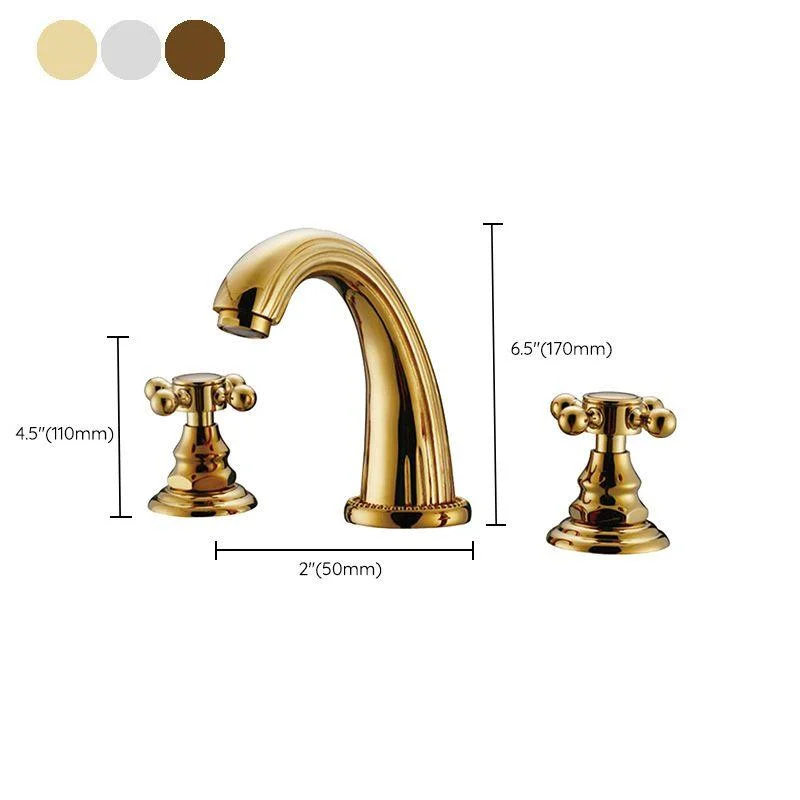 Glam Centerset Tap Brass 2 Knob Handles 3 Holes Low Arc Bathroom Sink Tap -Bathlova