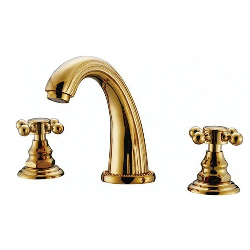 Glam Centerset Tap Brass 2 Knob Handles 3 Holes Low Arc Bathroom Sink Tap -Bathlova