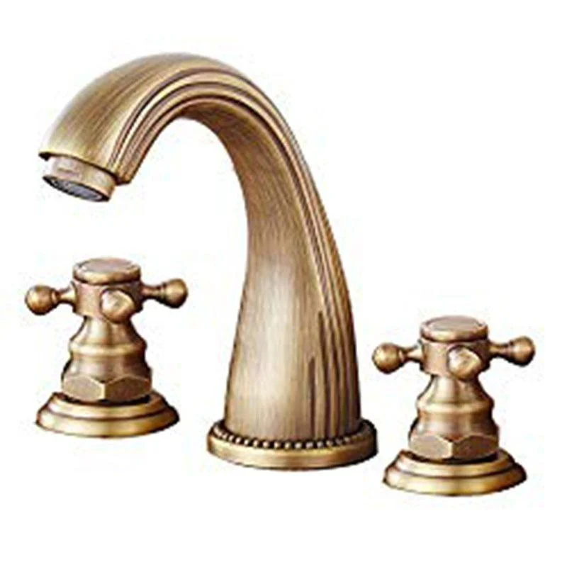 Glam Centerset Tap Brass 2 Knob Handles 3 Holes Low Arc Bathroom Sink Tap -Bathlova