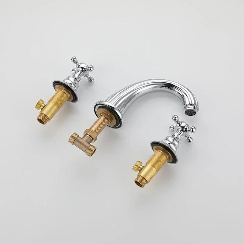 Glam Centerset Tap Brass 2 Knob Handles 3 Holes Low Arc Bathroom Sink Tap -Bathlova