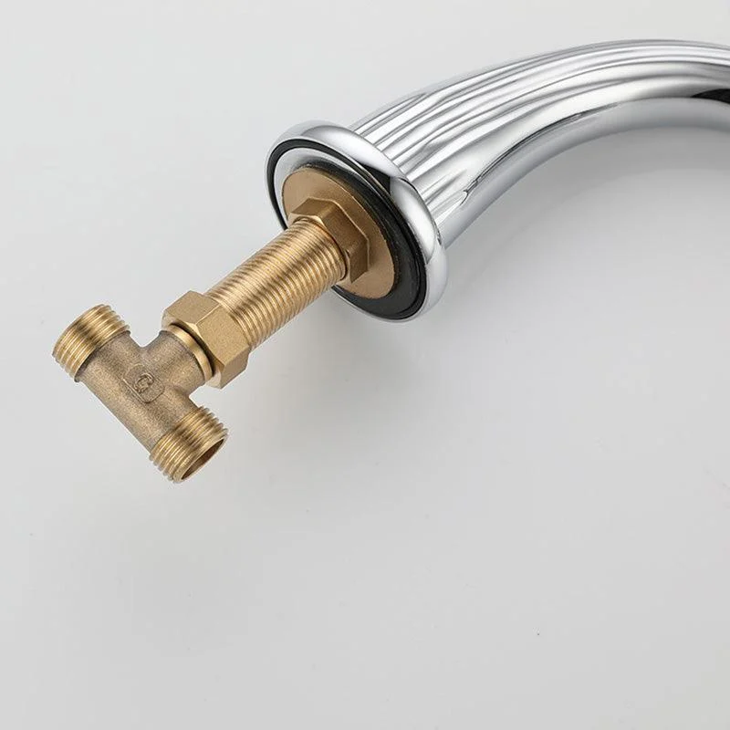 Glam Centerset Tap Brass 2 Knob Handles 3 Holes Low Arc Bathroom Sink Tap -Bathlova