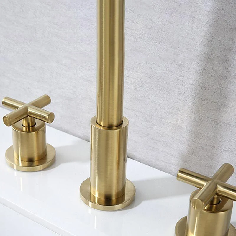 Glam Centerset Tap Brass Cross Handles 3 Holes Gooseneck Bathroom Sink Tap -Bathlova