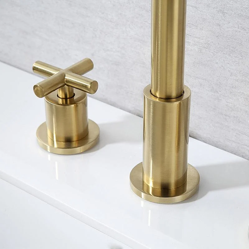 Glam Centerset Tap Brass Cross Handles 3 Holes Gooseneck Bathroom Sink Tap -Bathlova