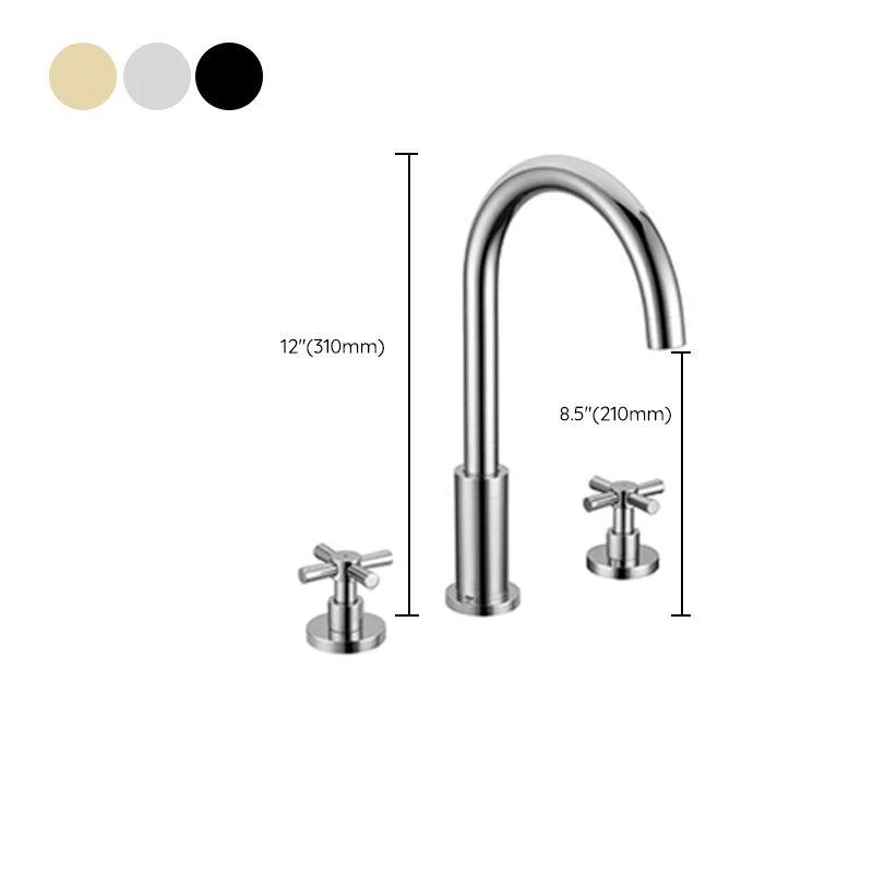 Glam Centerset Tap Brass Cross Handles 3 Holes Gooseneck Bathroom Sink Tap -Bathlova