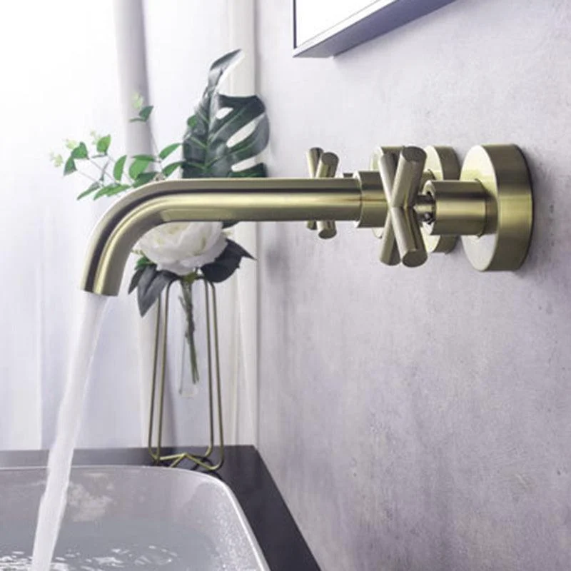 Glam Centerset Tap Brass Cross Handles 3 Holes Wall Mounted Bathroom Tap -Bathlova