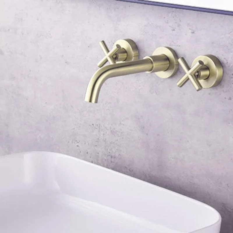 Glam Centerset Tap Brass Cross Handles 3 Holes Wall Mounted Bathroom Tap -Bathlova