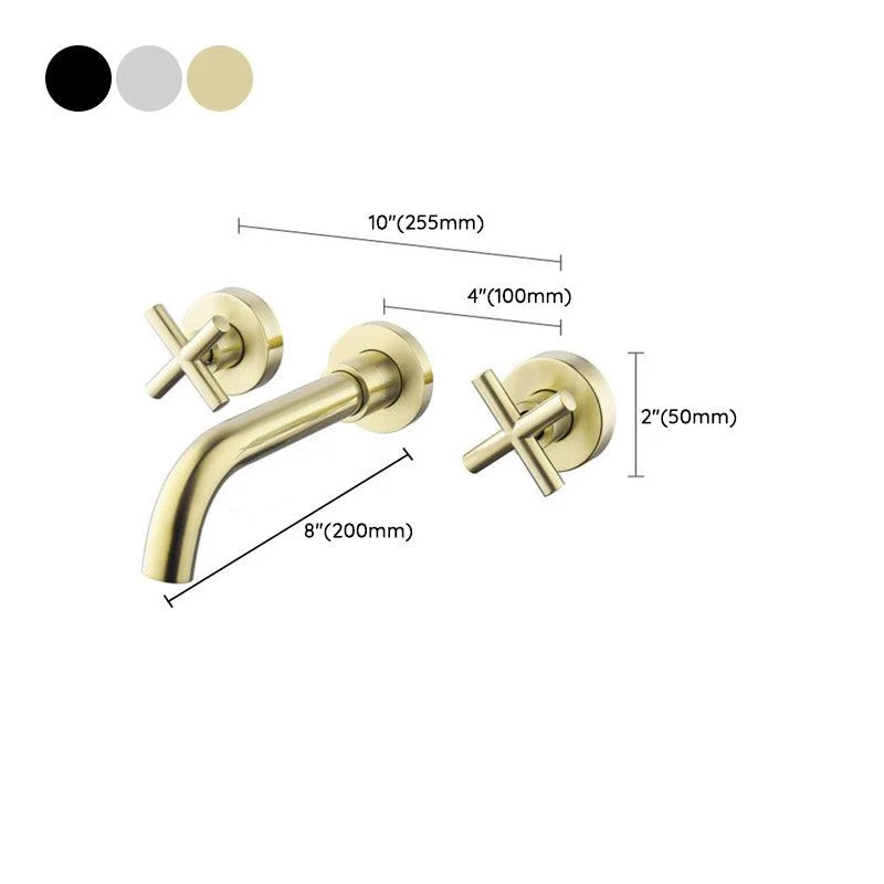 Glam Centerset Tap Brass Cross Handles 3 Holes Wall Mounted Bathroom Tap -Bathlova